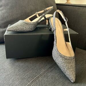 Pelle Moda Women's Glitter Slingback Heels - Silver
